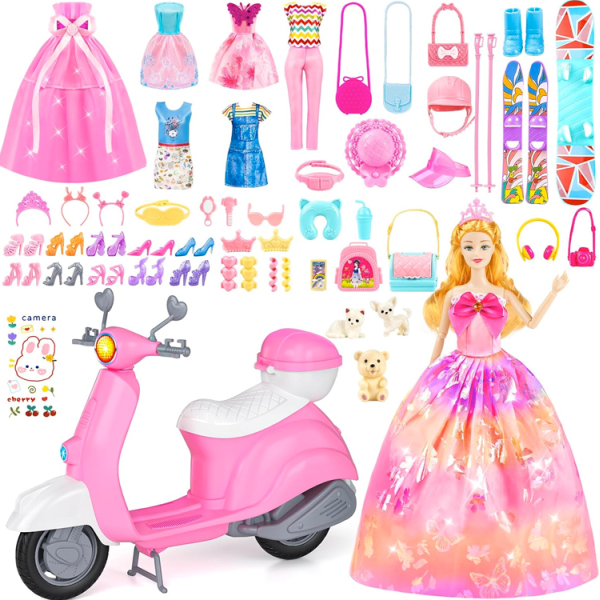 Barbie-sized Scooter and Clothing Set